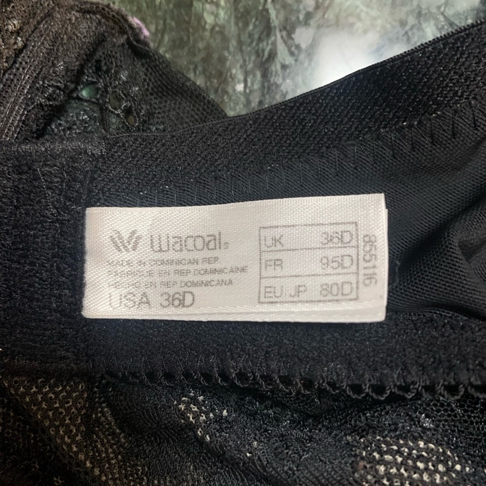 Wacoal black sheer underwire bra, size 36D - Picture 6 of 6